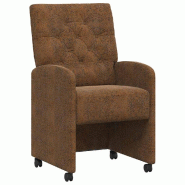 VidaXL Chaises de Salle à Manger avec Roues 2 pcs Marron Simili daim Modèle Boréal Horizon - 42017861