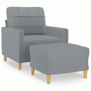 VidaXL Fauteuil avec repose-pied Gris clair 60 cm Tissu Modèle Vega Master Ligne - 8721012059603