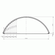 Bâtiment semi-circulaire neuf porté 15m hauteur de voûte 5,43m développement arc 20,16m