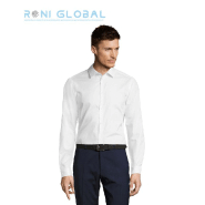 Chemise homme à chevrons en coton/polyester - BRODY SOL'S - coupe droite, manches longues, petit col_0