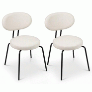 COSTWAY Lot de 2 chaises salle à manger, assise et dossier rembourrés, pieds métalliques, pour salle à manger et cuisine - blanc plastique VH35327IT-4