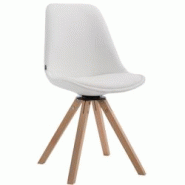 Décoshop26 - Chaise de salle à manger x1 pivotante style moderne assise en PVC blanc piètement en bois clair 10_0003326 - blanc 3000251524369 Décoshop26 - Chaise de salle à manger x1 pivotante style moderne assise en PVC blanc piètement en bois clair 10_0003326 - blanc 3000251524369