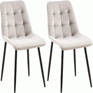 Décoshop26 - Lot de 2 chaises de salle à manger coutures décoratives carrées en velours gris cadre métal noir 10_0007478 - gris métal 3000266127074