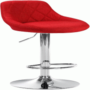 Décoshop26 - Tabouret de bar x1 pivotant hauteur réglable en tissu rouge surpiqûres décoratives cadre en métal chromé 10_0006380 - rouge métal
