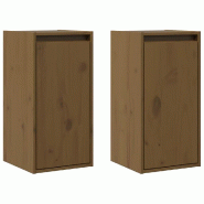Helloshop26 - Lot de 2 armoires murales pratiques décoratives 30 x 30 x 60 cm en bois de pin massif marron miel 02_0048092 - marron Bois massif 30002