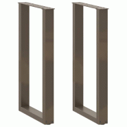 Helloshop26 - Lot de 2 pieds de table bar en U 40 x 90-91 cm avec niveleurs réglables style moderne en acier naturel 02_0057459 - acier 3000240048449