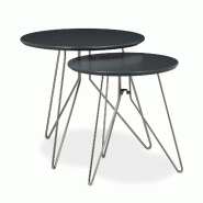 Helloshop26 - Lot de 2 tables gigognes design contemporain salon 50 x 50 x 40 cm en bois noir 13_0003371 - noir inox 3000241523457