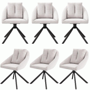 Merax Chaise de salle à manger (pivotante à 360°, lot de 6), lot de 6 chaises pivotantes rembourrées avec coussins de dossier, chaise de salon, be Merax Chaise de salle à manger (pivotante à 360°, lot de 6), lot de 6 chaises pivotantes rembourrées avec coussins de dossier, chaise de salon, be