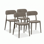 RATTATAN Lot de 4 chaises en polypropylène, design classique et résistant, monobloc, pour jardin, terrasse, cuisine, bar, restaurants MAGGIE - gris
