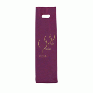 Sac 1 bouteille en plastique bordeaux - poignée découpée 50µ 12x46+6cm - par 100
