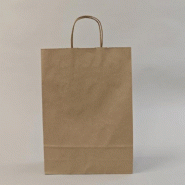 Sac kraft recyclé brun à poignées torsadées 24 x 8 x 34 cm par 50