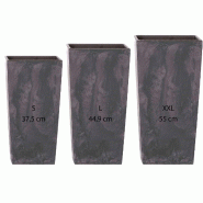 WellHome - Pack de 3 pots de fleurs hauts 11,4/19/35L Urbi Square Effect coloris anthracite - marron plastique PK2530