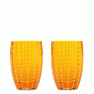 Zafferano Perle Verre Orange - Verre Soufflé 32Cl, Fait Main, Set De 2 Verres Artisanaux Pour Eau Ou Cocktails, Style Coloré - orange 8051827970368