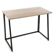 BUREAU STYLE INDUSTRIEL FOLDESK PLATEAU CHÊNE PIED METAL NOIR PLIABLE