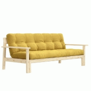 CANAPÉ CONVERTIBLE FUTON UNWIND PIN NATUREL COLORIS MIEL 130 X 190 CM.