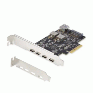 Carte PCIe USB à  5 Ports, USB 3.2 10Gbps, Carte PCI Express avec 4x USB-C et 1x USB-A interne, Carte_0