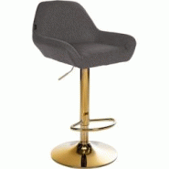CLP Tabouret de bar Braga Gold Tissu Gris foncé - gris textile 325370 CLP Tabouret de bar Braga Gold Tissu Gris foncé - gris textile 325370