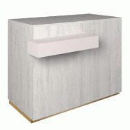 Comptoir 120x60x93,8cm/reposac 70x20xH12cm  laqrose - 2tir.2tab. Travertin champ