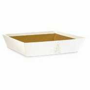 Corbeille carton texturé blanc Sapin or 36x27x7cm