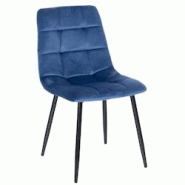 Décoshop26 - Chaise de salle à manger x1 coutures forme carrées en velours bleu pieds en métal noir 10_0001961 - bleu 3000250768443 Décoshop26 - Chaise de salle à manger x1 coutures forme carrées en velours bleu pieds en métal noir 10_0001961 - bleu 3000250768443