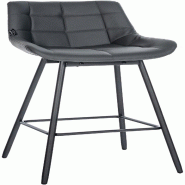 Décoshop26 - Tabouret de bar pivotant x1 avec repose-pieds revêtement en PVC gris foncé piètement à quatre pieds en métal noir 10_0005467 - gris