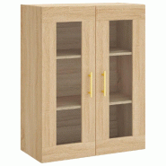 Helloshop26 - Armoire murale élégante pratique 69,5 x 34 x 90 cm design contemporain en bois d'ingénierie chêne sonoma 02_0048619 - verre 30002353