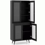 Helloshop26 - Buffet avec 4 portes transparentes 80 x 40 x 178,5 cm solution de rangement idéale design moderne en contreplaqué noir 20_0010799 - 30