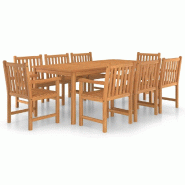 Helloshop26 - Ensemble de salle à manger de jardin meuble extérieur 9 pièces bois de teck solide 02_0014086 - Bois massif 3000130371534