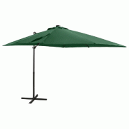 Helloshop26 - Parasol meuble de jardin déporté avec mât et lumières led 250 cm vert 02_0008542 - vert aluminium 3000455882722