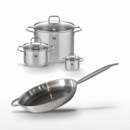 Lot 3 Faitouts et 1 Poêle Elo Relief Solution - gris 3176239959727