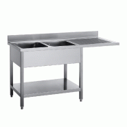 Plonge inox avec étagère basse et emplacement lave-vaisselle 2 bacs... - PGN207
