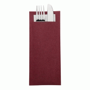 Pochettes à couverts bordeaux avec serviette blanche (lot de 500) | Europochette - CK234