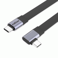 ROLINE Câble USB4 2.0 plat, C–C, M/M, un côté coudé à 90°, 8K UHD-2, 80Gbit/s, 240W, noir, 0,13 m ROLINE Câble USB4 2.0 plat, C–C, M/M, un côté coudé à 90°, 8K UHD-2, 80Gbit/s, 240W, noir, 0,13 m