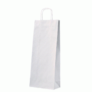 Sac 2 bouteilles blanc poignées torsadées 18x8x39cm - par 50 - Résistant et étanche
