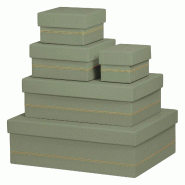 Set de 5 boîtes gigognes Rhodiarama, finition simili cuir italien, coloris céladon - vert 194565C