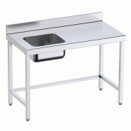 Table inox de préparation avec bac à gauche sur support P 600 mm | Distform - 1000