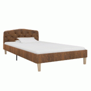 VidaXL Cadre de lit sans matelas marron similicuir daim 90x200 cm Modèle Oermonis - 284936