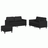 VidaXL Ensemble de canapés 3 pcs avec coussins Noir Similicuir Modèle Sirius Atelier - 3201755