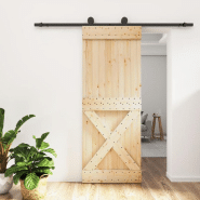 Vidaxl porte coulissante et kit de quincaillerie 80x210 cm pin massif 3203077 Vidaxl porte coulissante et kit de quincaillerie 80x210 cm pin massif 3203077