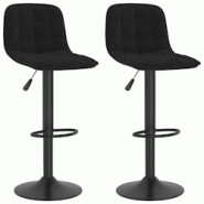VidaXL Tabourets De Bar Lot De 2 Noir Velours - noir 333988 VidaXL Tabourets De Bar Lot De 2 Noir Velours - noir 333988
