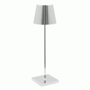 Lampe de table LED Zafferano Poldina Pro en chrome poli, rechargeable et dimmable avec une autonomie allant jusqu'à 12 heures - gris 8054040728693
