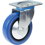 Roulette pivotante de 125 mm avec caoutchouc élastique bleu sur roue centrale en nylon Roulette pivotante de 125 mm avec caoutchouc élastique bleu sur roue centrale en nylon