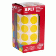 Apli 1770 gommettes rondes, diam. 20 mm, en rouleau, coloris jaune - 8410782048596