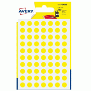 AVERY Lot de 10 Etui de 490 pastilles adhésives, diamètre 8 mm, coloris jaune (7 feuilles / cdt) - jaune PSA08J
