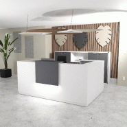 Bureau d'accueil avec retour Delta blanche avec réhausse. - 184, Droite, Blanc, Oui, Anthracite_0