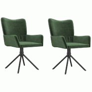 Chaises pivotantes à manger lot de 2 Vert foncé Velours Modèle Majesté - 344811