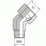 Coudes - 45° femelle tournant JIC - X mâle gaz conique -Cône 60° - 3/4' , 17.33 , 1/2' , 20.95