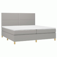 Décoshop26 - Cadre de lit LED avec sommier tête de lit matelas surmatelas 200x200 cm tissu gris clair TDL0207793 - gris 3001232788008