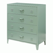 Helloshop26 - Commode meuble de rangement pratique entrée salon chambre métallique avec 4 tiroirs acier 92 x 80 x 40 cm vert mat 03_0009308 - vert m