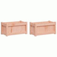 Helloshop26 - Jardinière bac lit surélevé plantes fleurs jardin terrasses lot de 2 bois massif douglas marron 02_0039055 - 3000218005412